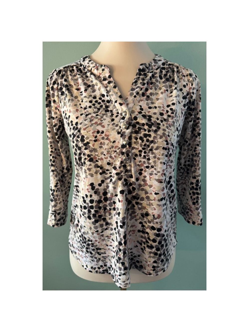 Women's Croft & Barrow Blouse Size PXS White Black